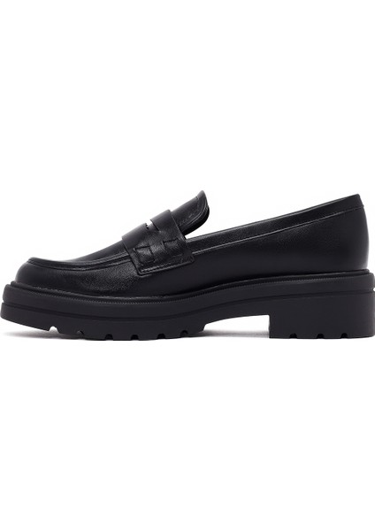 Kadın Siyah Kalın Tabanlı Maskülen Loafer 25AFE480118 fiyatları