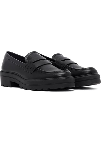 Kadın Siyah Kalın Tabanlı Maskülen Loafer 25AFE480118 modelleri