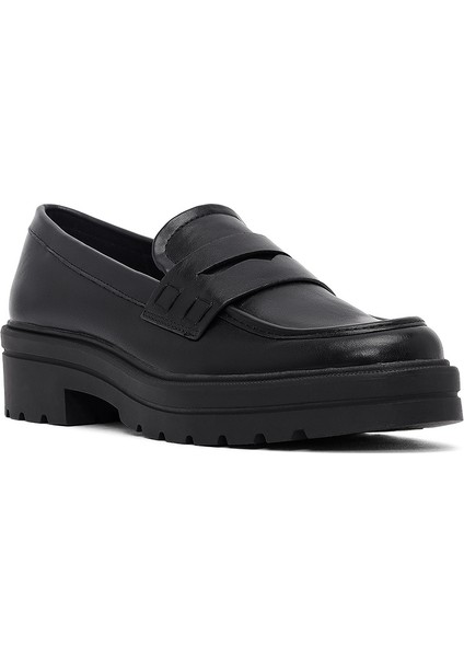 Kadın Siyah Kalın Tabanlı Maskülen Loafer 25AFE480118