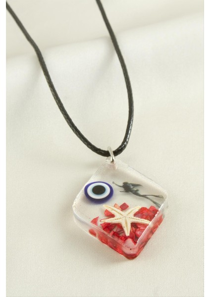 Ds-Derin Deniz Yıldızı Epoksi Kolye-Kırmızı fiyatları