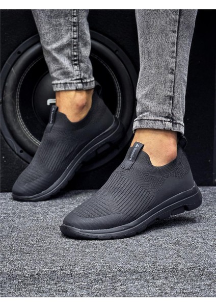 Unisex Ortopedik Bağcıksız Triko Spor Ayakkabı-Siyah-Kömür fiyatları