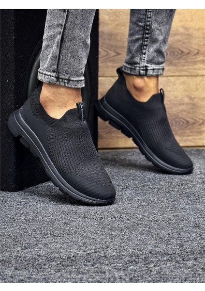 Unisex Ortopedik Bağcıksız Triko Spor Ayakkabı-Siyah-Kömür modelleri