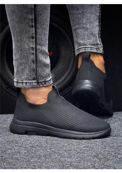 Unisex Ortopedik Bağcıksız Triko Spor Ayakkabı-Siyah-Kömür fırsatları