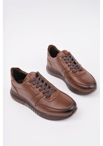 Erkek Bağcıklı Poli Taban Günlük Cilt Spor Ayakkabı- Taba fiyatları