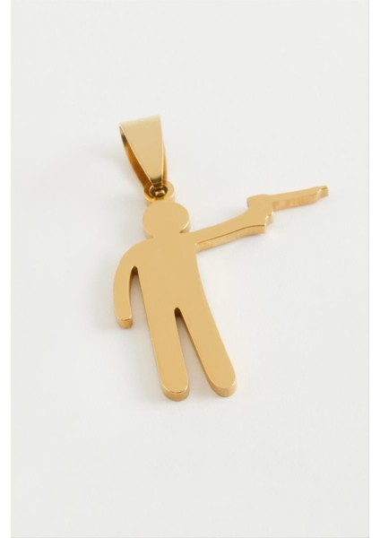 Ds-Derin Silahlı Asker Çelik Kolye Ucu 3 Cm-Sarı