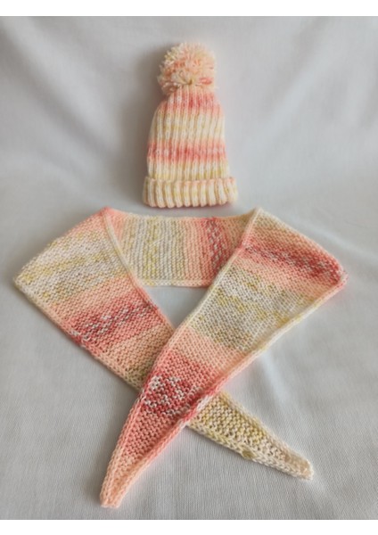 El Örgüsü Çocuk Bere Atkı Seti , Yumuşak Akrilik, 2-4 Yaş