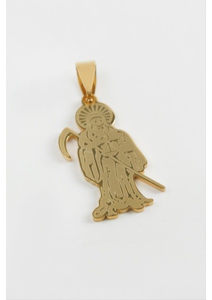 Ds-Derin Azrail Çelik Kolye Ucu 3 Cm-Sarı