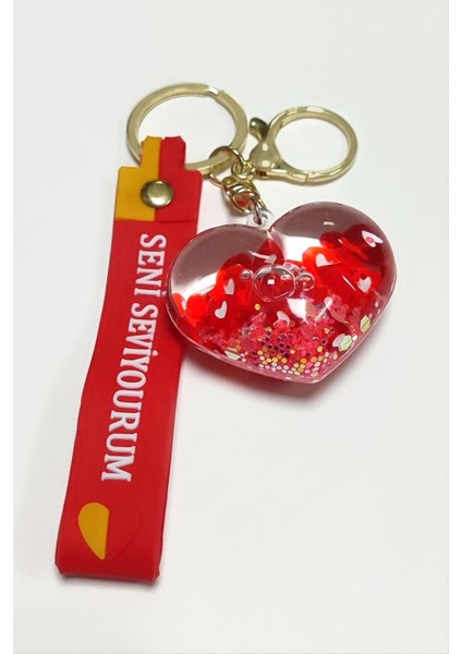 Ds-Derin Kalp Seni Seviyorum Yazılı Silikon Anahtarlık-Renkli modelleri