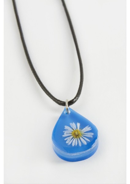 Ds-Derin Papatya Oval Epoksi Kolye-Mavi fiyatları