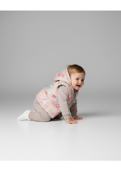 Kız Bebek Kalp ve Çiçek Desenli Yelekli 3'lü Takım fiyatları