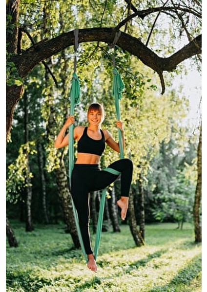 Yoga Fly Hamağı Antigravity Denge Spor Aleti 100 kg Taşıma Kapasitesi Yeşil