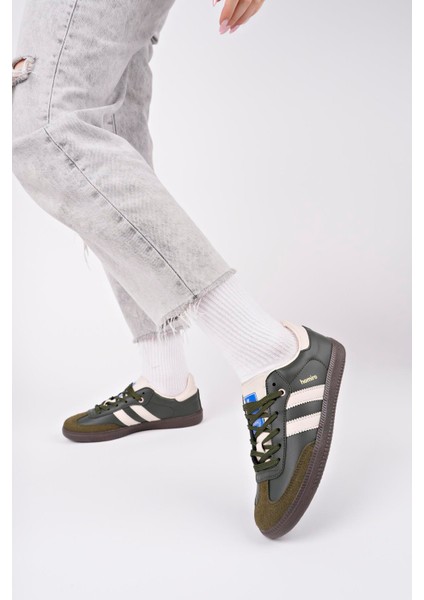 Bağcıklı Unisex Spor Sneaker Ayakkabı-Haki-Bej fiyatları