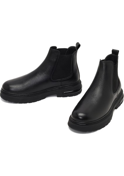 Erkek Siyah Deri Chelsea Bot 25WFD7603FT modelleri