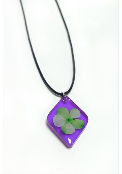 Ds-Derin Kartopu Çiçeği Baklava Dilimli Epoksi Kolye-Mor fiyatları