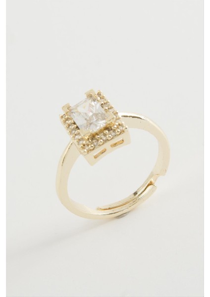 Ds-Derin Dikdörtgen Tek Taşlı Yüzük-Sarı