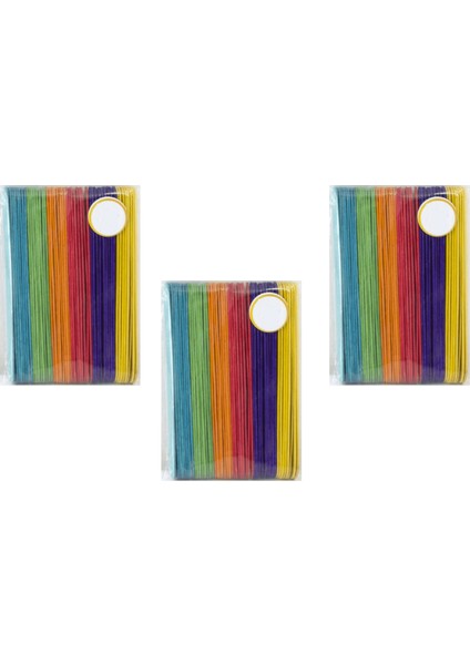 Renkli Ahşap Çubuk, Muayene Çubuğu, Dil ve Etkinlik Çubuğu 11 cm 50’lik 3 Set