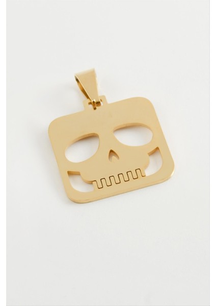 Ds-Derin Kuru Kafa Çelik Kolye Ucu 2,5 Cm-Sarı