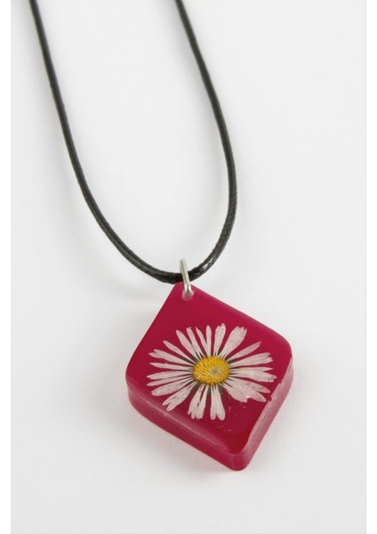 Ds-Derin Papatya Köşeli Epoksi Kolye-Fuşya fiyatları