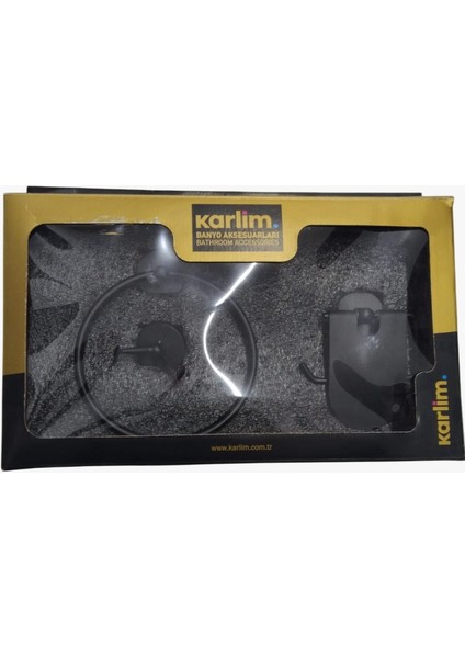 Mesateknik Karlim Name Serisi Mat Siyah Kaplama Yuvarlak 3'lü Banyo Aksesuar Seti