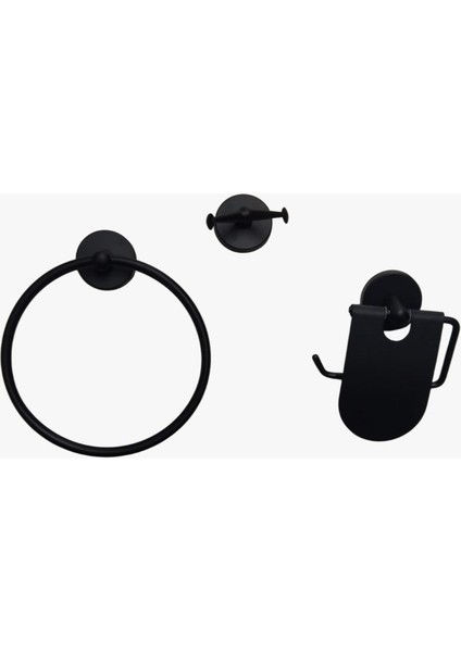 Mesateknik Karlim Name Serisi Mat Siyah Kaplama Yuvarlak 3'lü Banyo Aksesuar Seti fırsatları