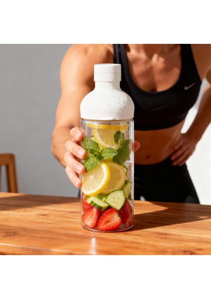 Borosilikat Detoks Şişe 450 Ml.yeşil Renk