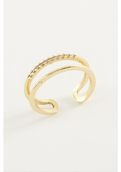 Ds-Derin Ikili Zirkon Taşlı Yüzük-Sarı fiyatları