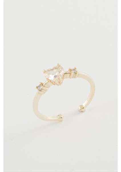 Ds-Derin Kalp Zirkon Taşlı Yüzük-Sarı