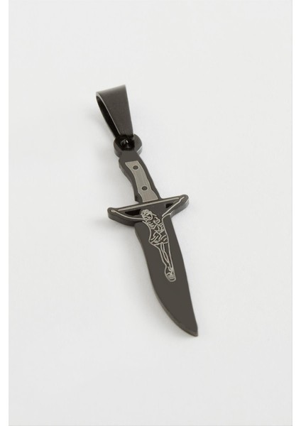 Ds-Derin Hançer Çelik Kolye Ucu 3 Cm-Siyah