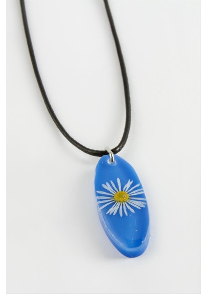 Ds-Derin Papatya Oval Epoksi Kolye-Mavi fiyatları