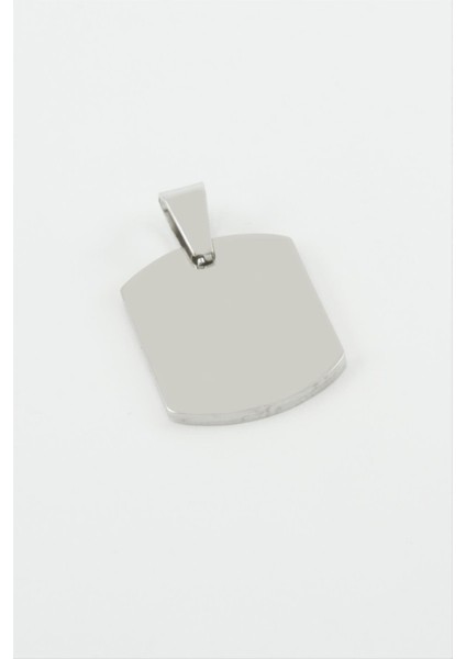 Ds-Derin Künye Isim Yazılabilir Çelik Kolye Ucu 1,5x2 Cm-Gümüş Rengi