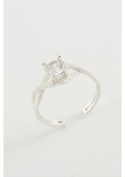 Ds-Derin Sonsuzluk Tek Taşlı Yüzük-Gümüş Rengi