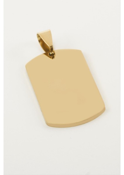 Ds-Derin Künye Isim Yazılabilir Çelik Kolye Ucu 2x3,5 Cm-Sarı