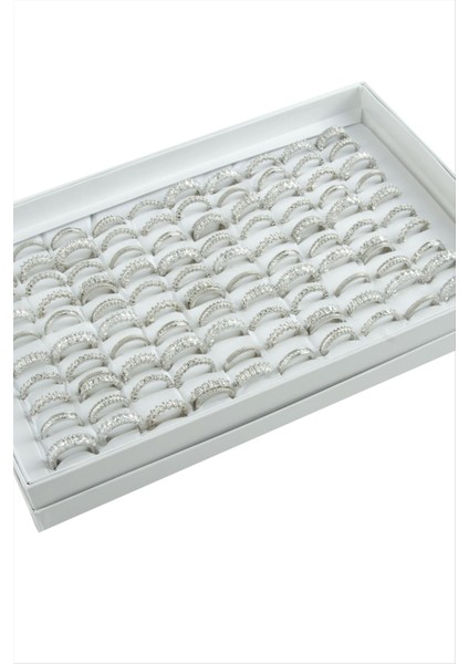 Ds-Derin Karışık Lüks Baget Zirkon Taşlı Yüzük-Gümüş Rengi modelleri