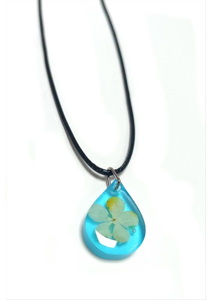 Ds-Derin Kartopu Çiçeği Damla Epoksi Kolye-Mavi modelleri