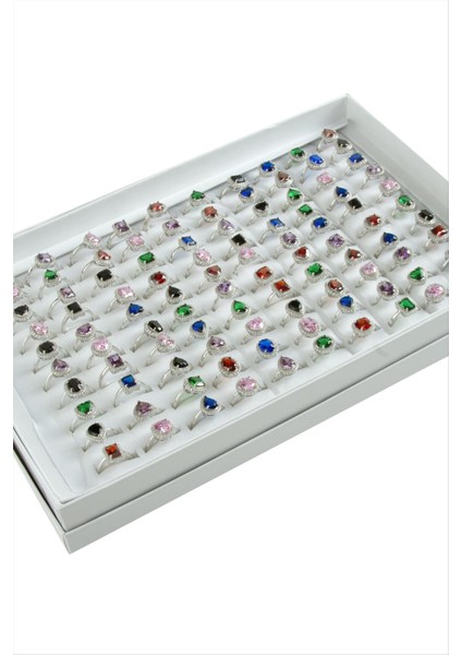 Ds-Derin Karışık Lüks Zirkon Taşlı Ciddi Ilişki Yüzüğü-Renkli modelleri