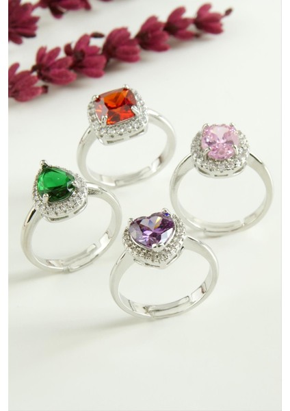 Ds-Derin Karışık Lüks Zirkon Taşlı Ciddi Ilişki Yüzüğü-Renkli fırsatları