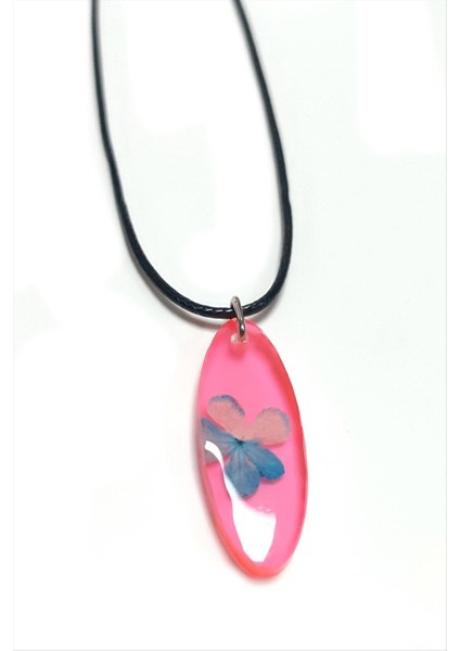 Ds-Derin Kartopu Çiçeği Oval Epoksi Kolye-Açık Pembe modelleri