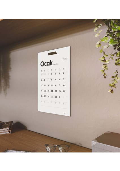 MunuCal XL - 2026 Duvar Takvimi 6 Yaprak 300 gr 33 x 48 cm Minimalist Tasarım fiyatları