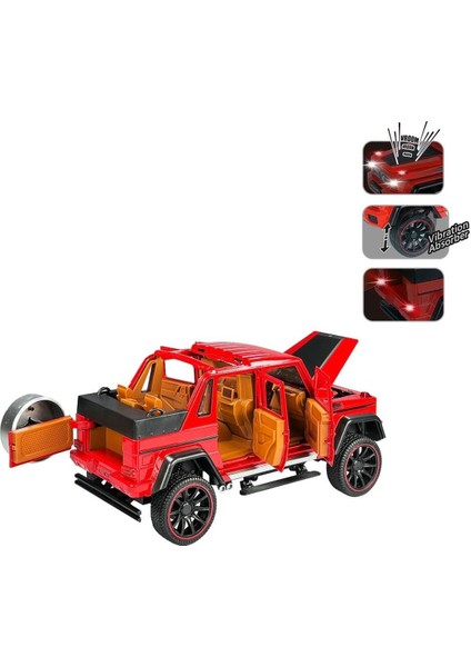 HCL-902 Çek Bırak 1:22 Sesli ve Işıklı Metal Jeep -Vardem