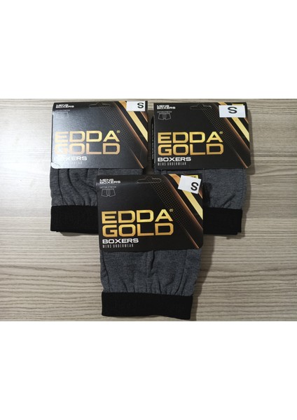Gold Penye Kumaş Likralı Erkek Boxer - Antrasit - Small - 3lü