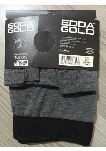 Gold Penye Kumaş Likralı Erkek Boxer - Antrasit - Small - 3lü modelleri