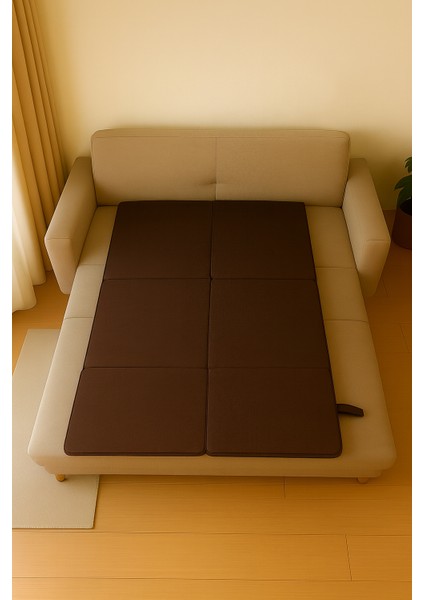 Multipurpose 5 In 1 Kahverengi Çift Kişilik Katlanır Süngerli Misafir Yer Yatağı ve Minder 7cm