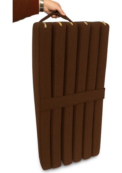 Multipurpose 5 In 1 Kahverengi Çift Kişilik Katlanır Süngerli Misafir Yer Yatağı ve Minder 7cm