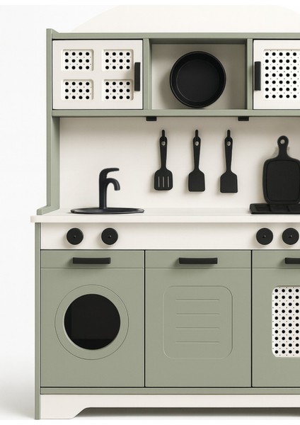 Minik Şeflerin Mutfağı: Ahşap Oyuncak Mutfak Seti(LEDLİ)