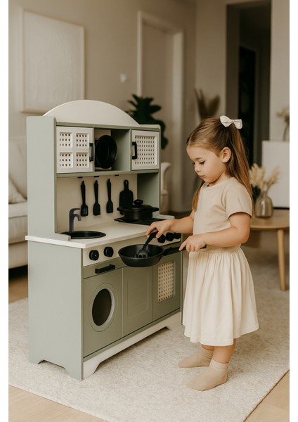 Minik Şeflerin Mutfağı: Ahşap Oyuncak Mutfak Seti(LEDLİ) fırsatları