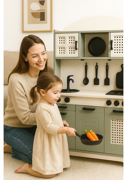 Minik Şeflerin Mutfağı: Ahşap Oyuncak Mutfak Seti(LEDLİ) indirimleri