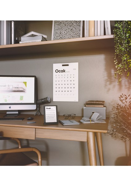 MunuCal S - 2026 Metal Masa Takvimi - 12 Yaprak 300 gr - Minimalist Tasarım modelleri