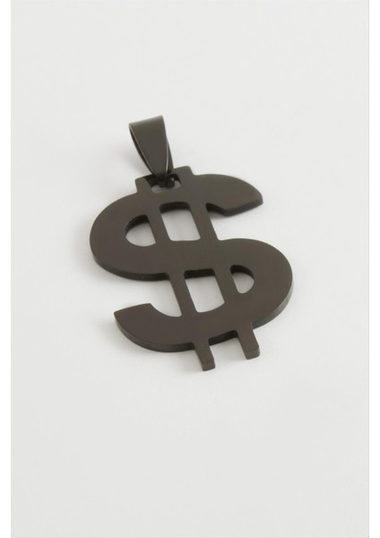 Ds-Derin Dolar Çelik Kolye Ucu 3 Cm-Siyah