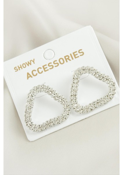 Ds-Derin Oval Suyolu Taşlı Küpe-Gümüş Rengi fiyatları