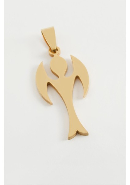 Ds-Derin Melek Çelik Kolye Ucu 3,5 Cm-Sarı